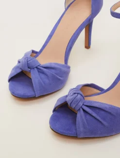 Suede Knot Front Heeled Sandal
