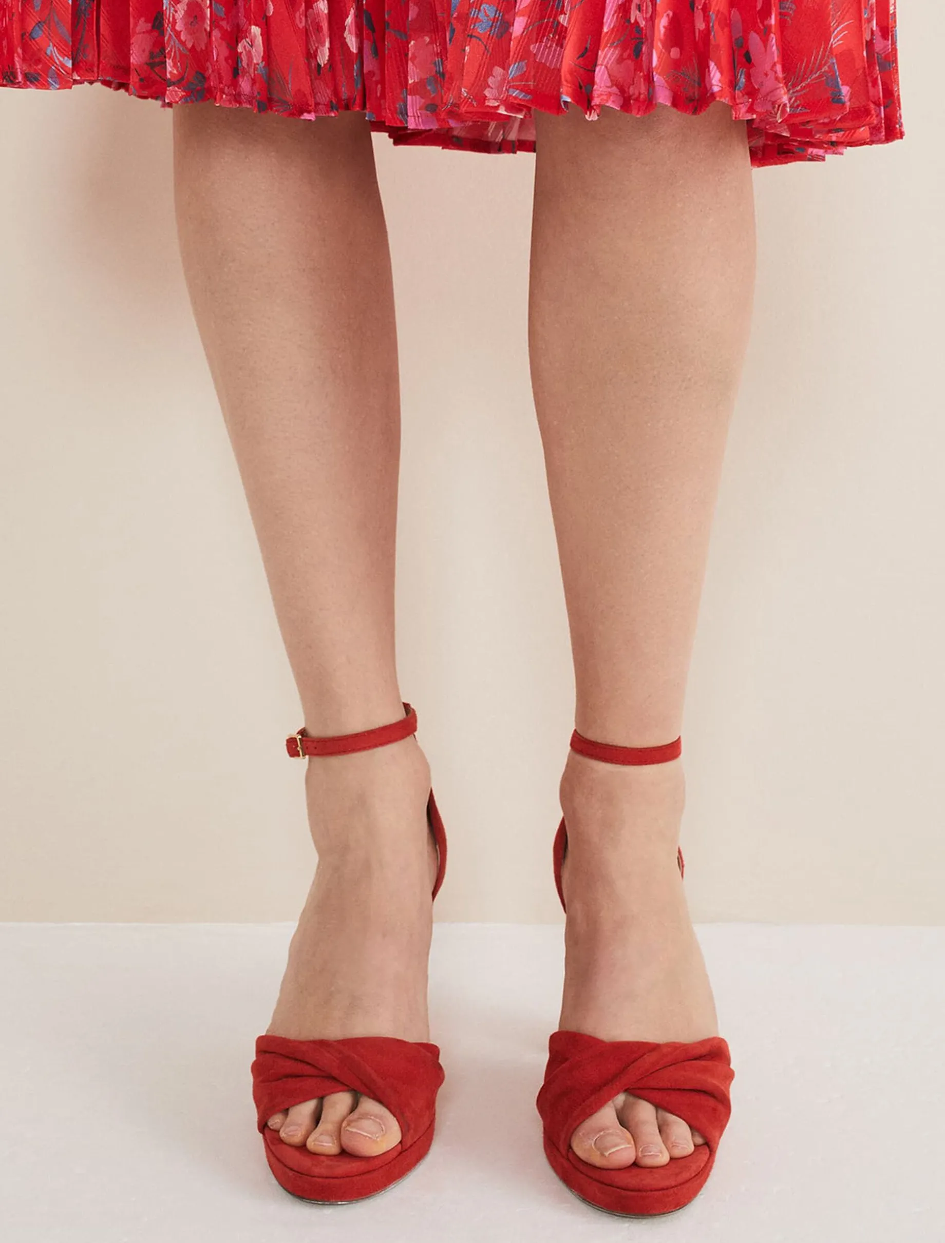 Suede Open Toe Heels