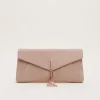 Suede Tassle Trim Clutch Bag