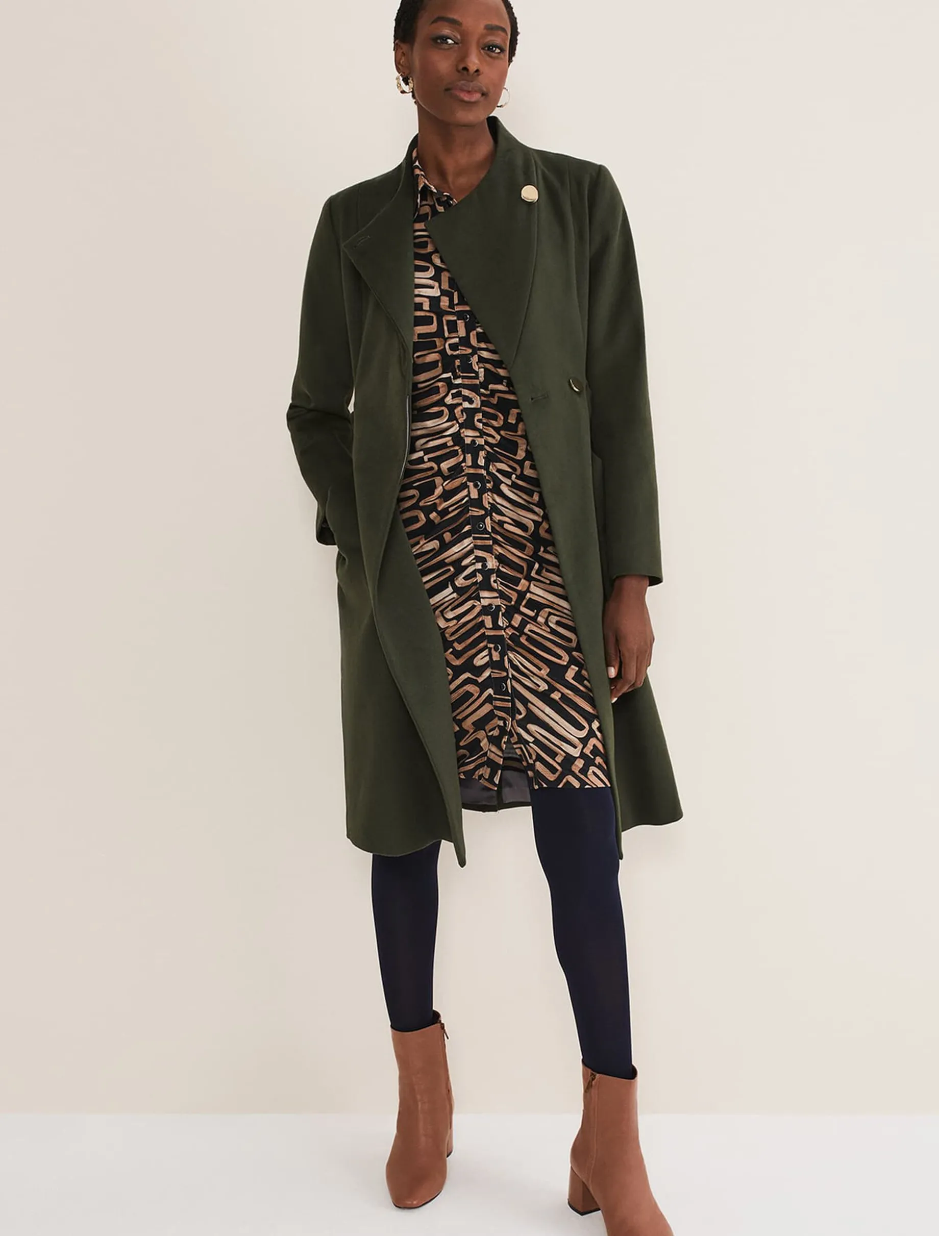 Susie Collarless Wrap Coat