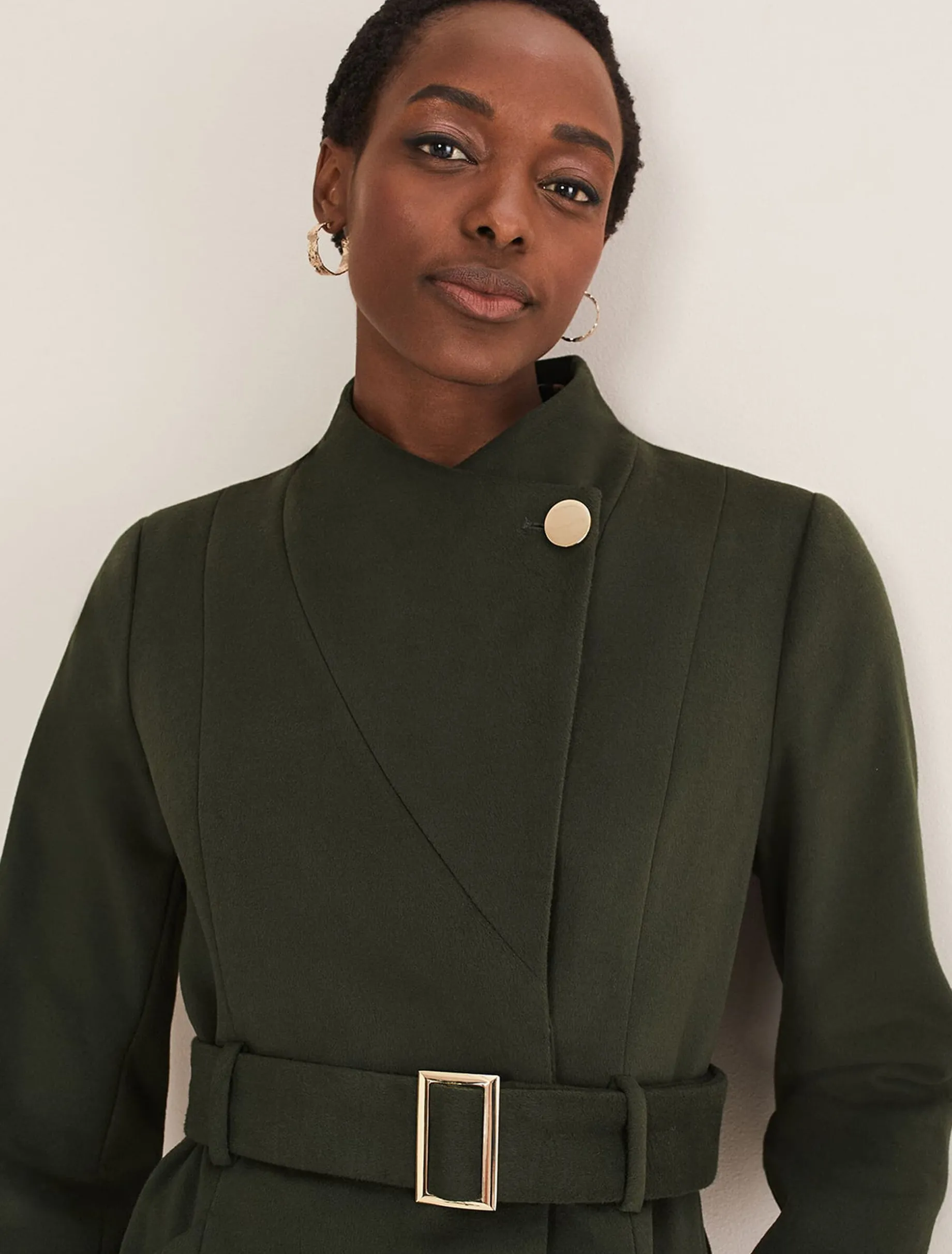 Susie Collarless Wrap Coat