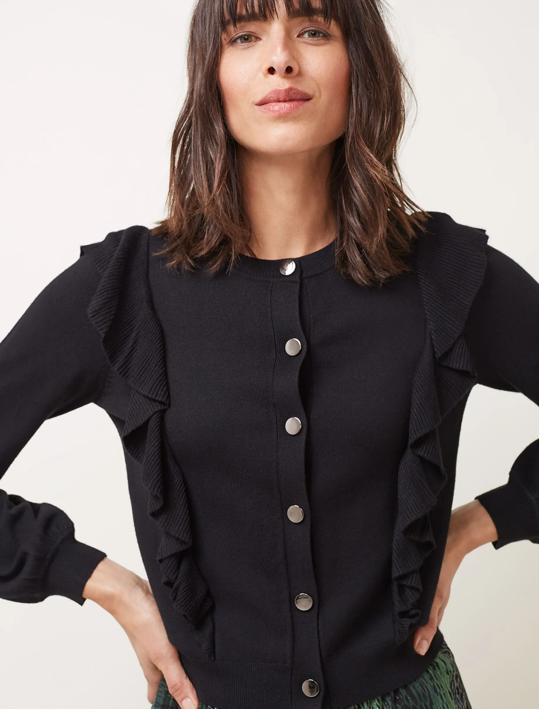 Susie Frill Detail Fine Knit Cardigan
