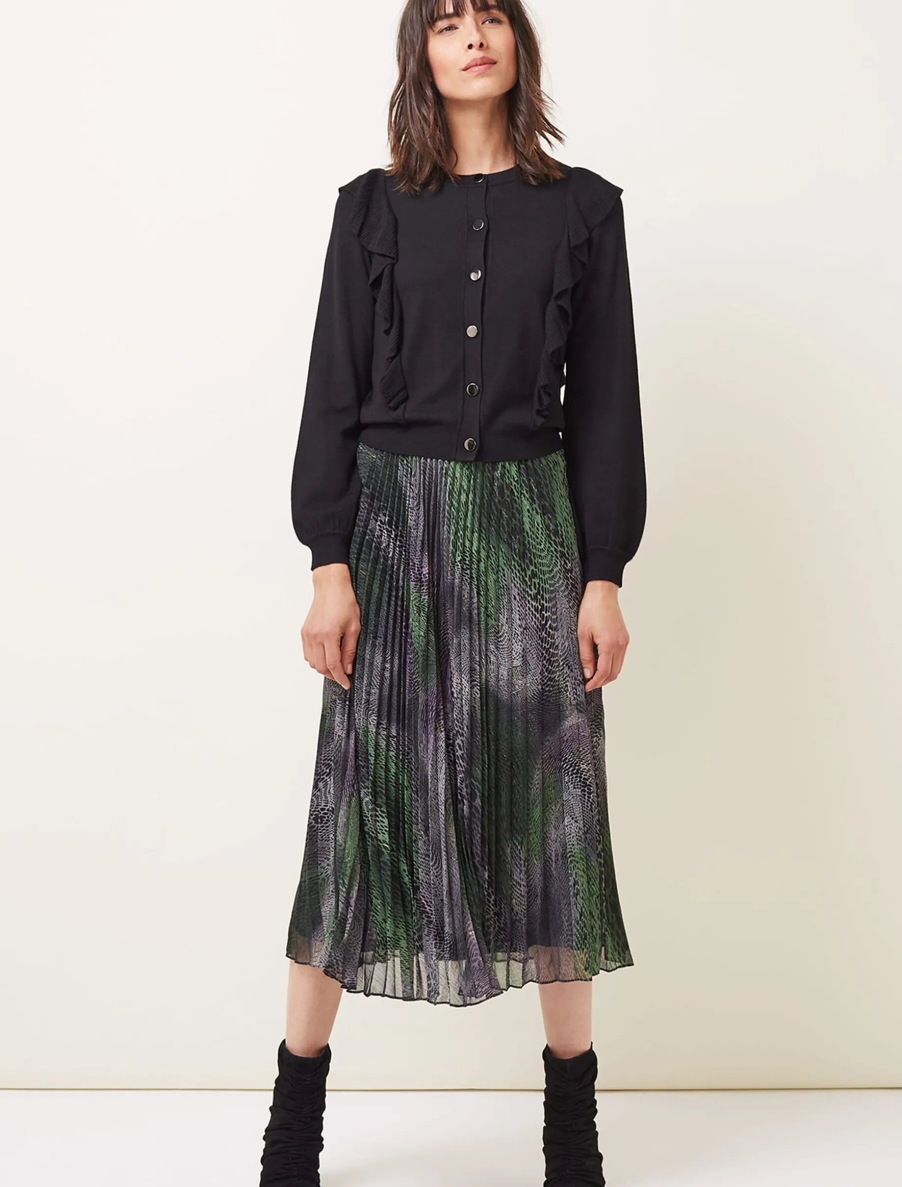 Susie Frill Detail Fine Knit Cardigan