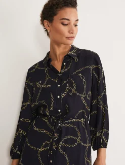 Tana Chain Print Shirt Midi Dress