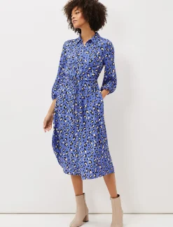 Tana Leopard Print Midi Shirt Dress