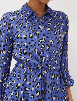 Tana Leopard Print Midi Shirt Dress