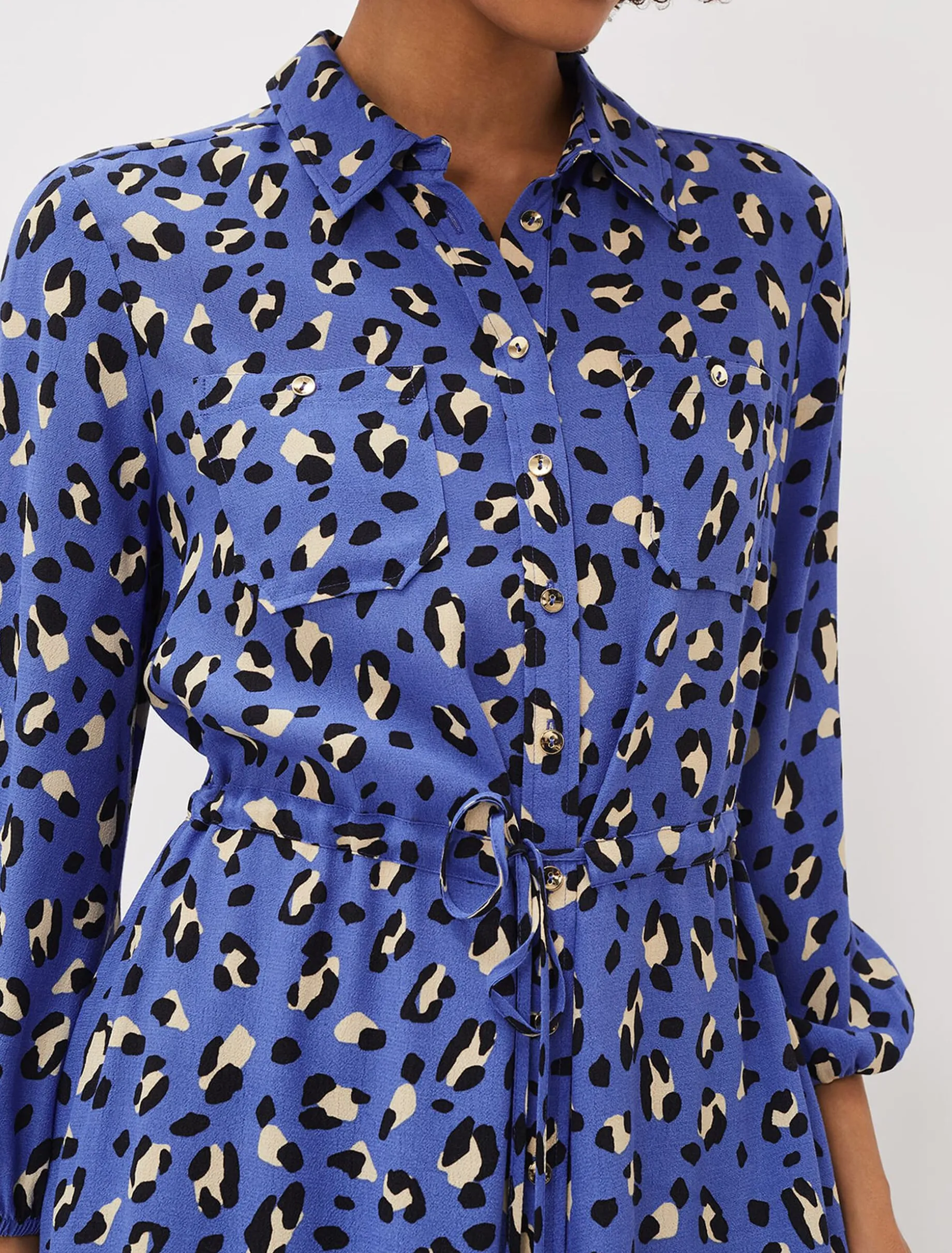 Tana Leopard Print Midi Shirt Dress