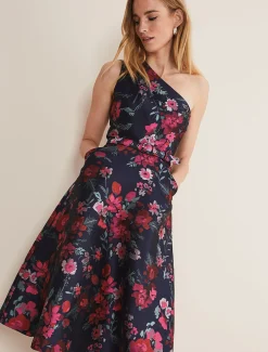 Tasha One Shoulder Jacquard Dress