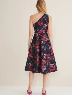 Tasha One Shoulder Jacquard Dress