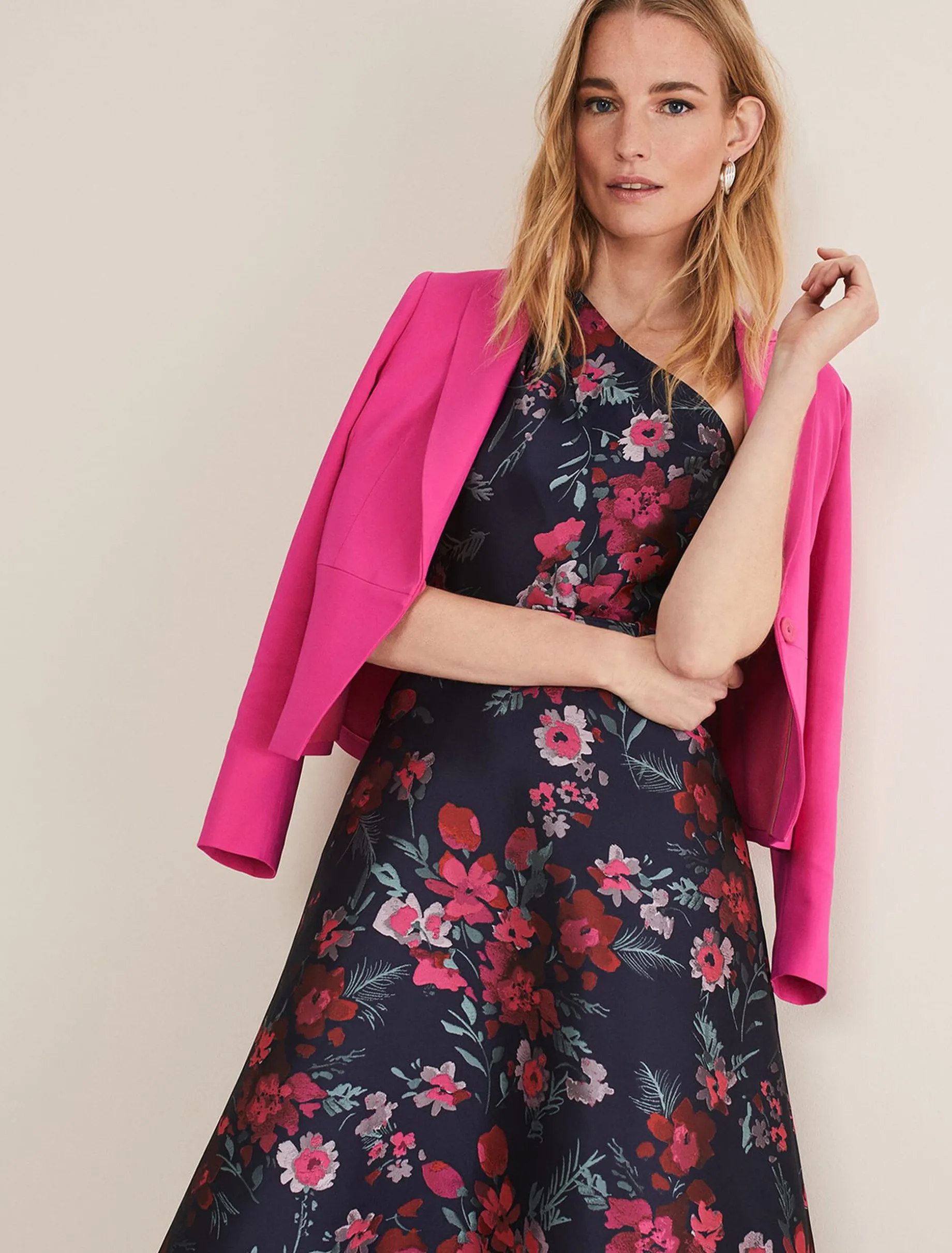 Tasha One Shoulder Jacquard Dress
