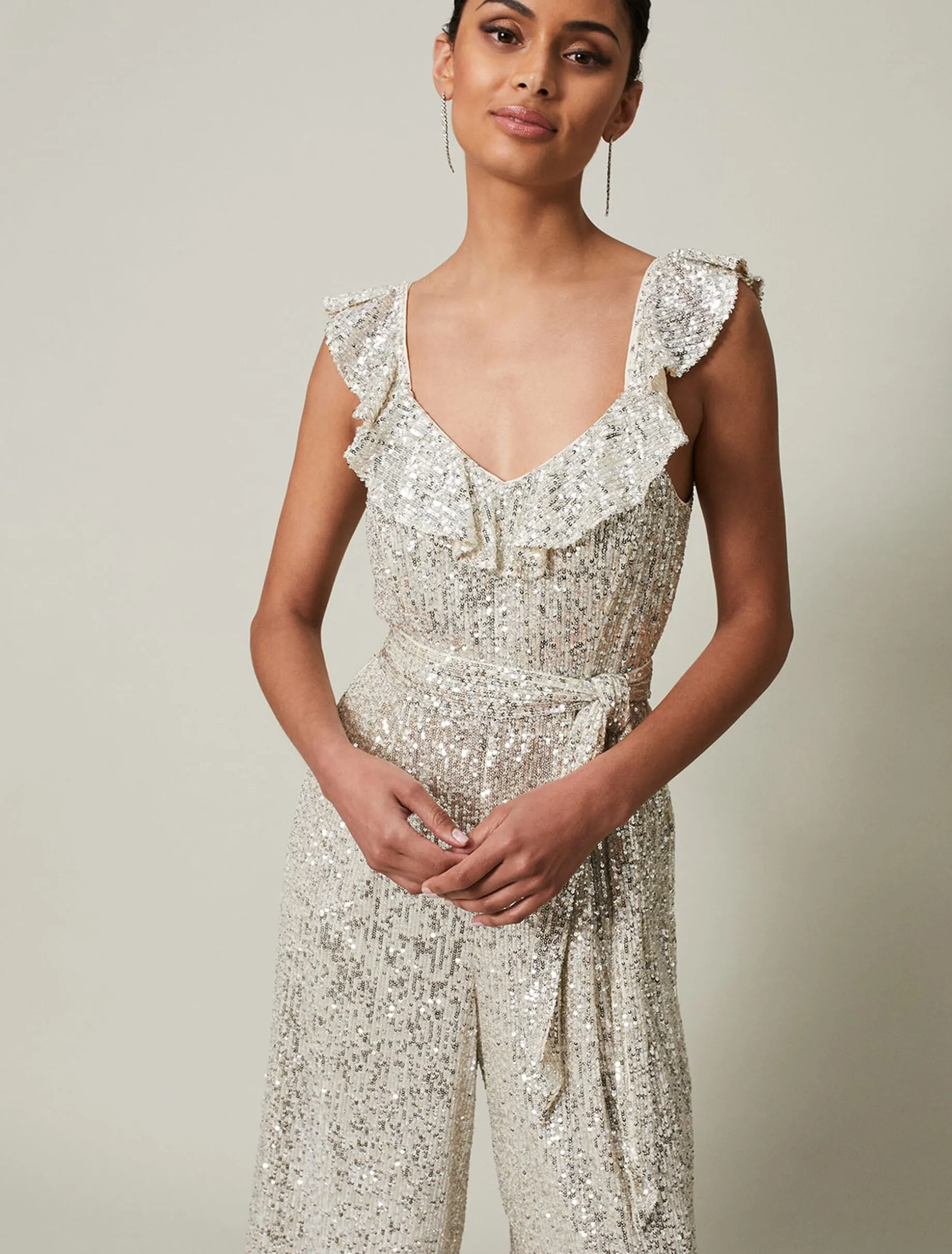 Tazanna Sequin Wide Leg Jumpsuit