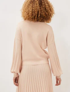 Teodora V Neck Pleat Sleeve Co-Ord Jumper