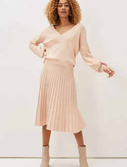 Teodora V Neck Pleat Sleeve Co-Ord Jumper