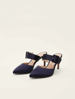 Textured Buckle Satin Heel
