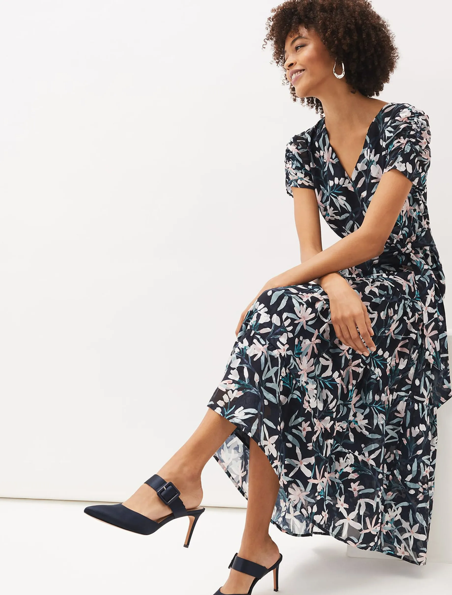 Textured Buckle Satin Heel
