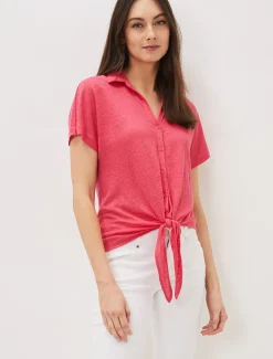Tracey Linen Tie Hem Shirt
