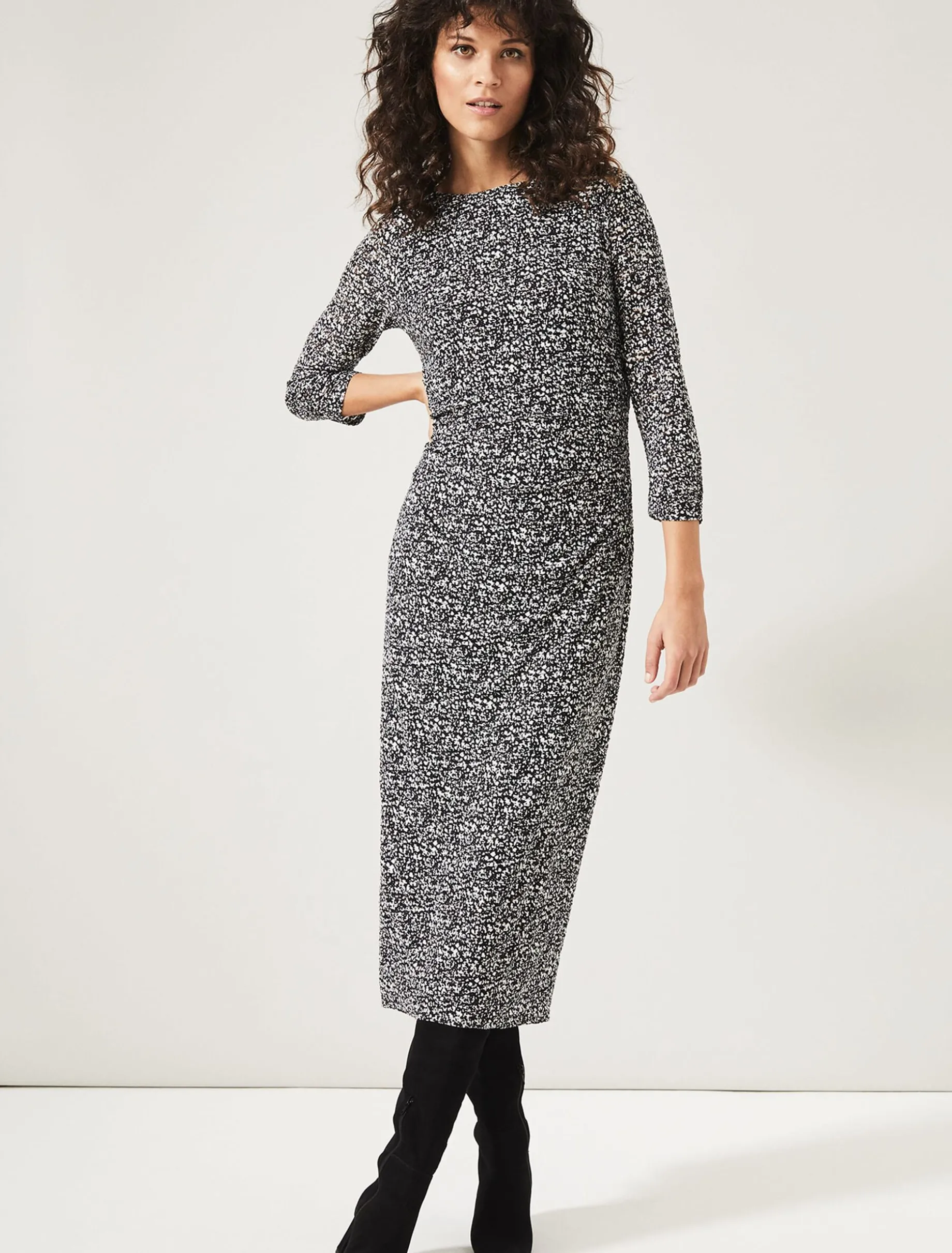 Trina Textured Print Lace Dress