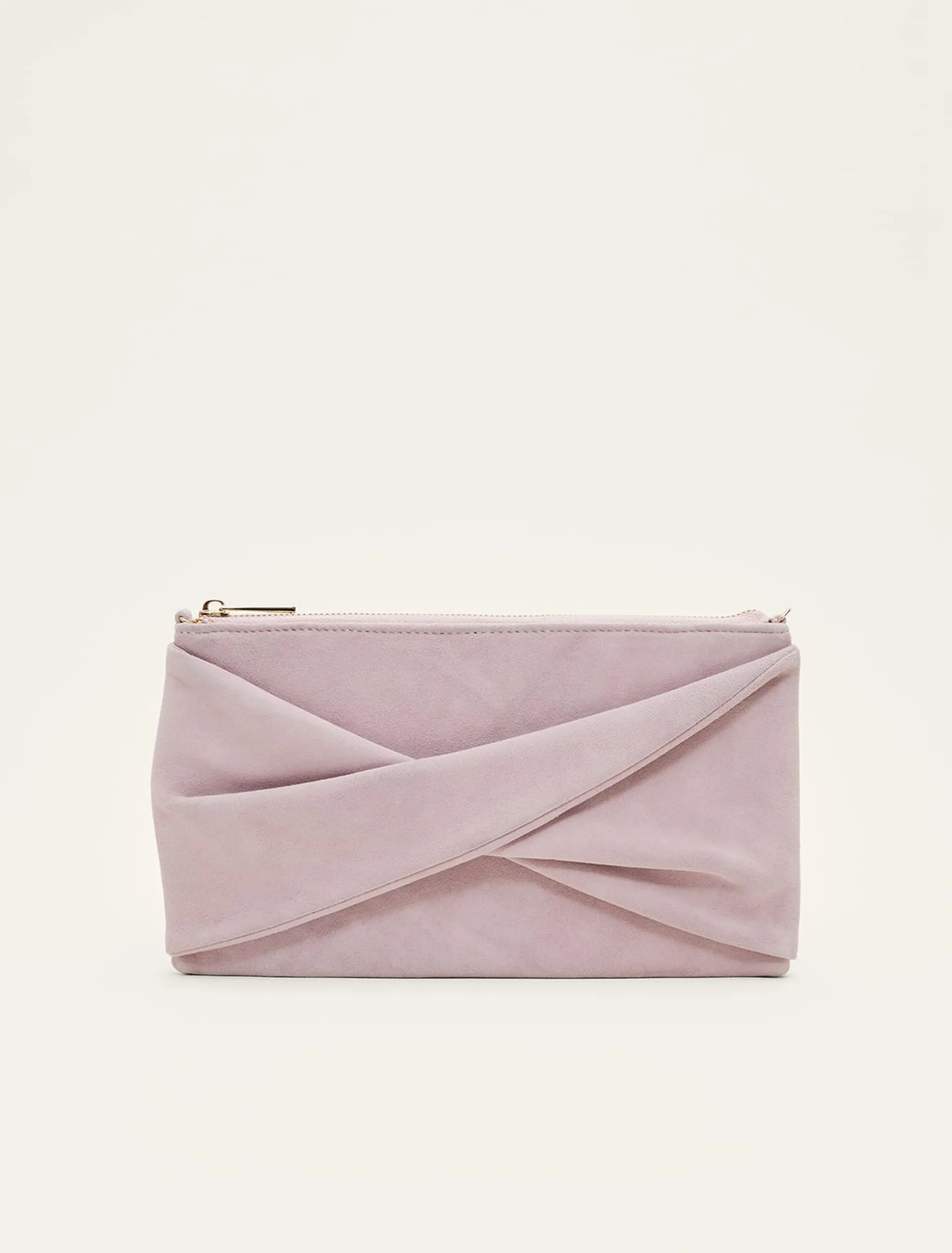 Twist Front Suede Clutch