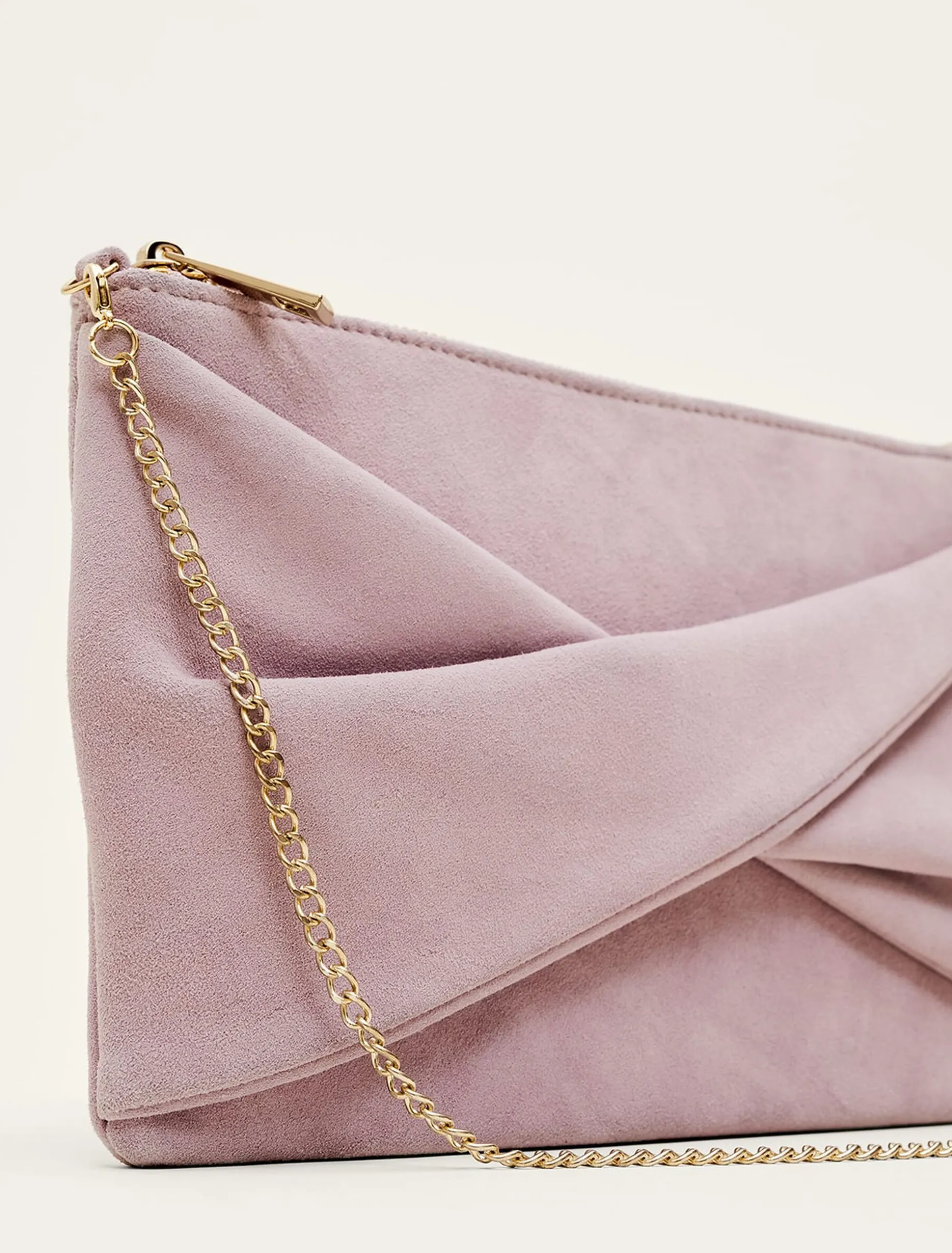 Twist Front Suede Clutch