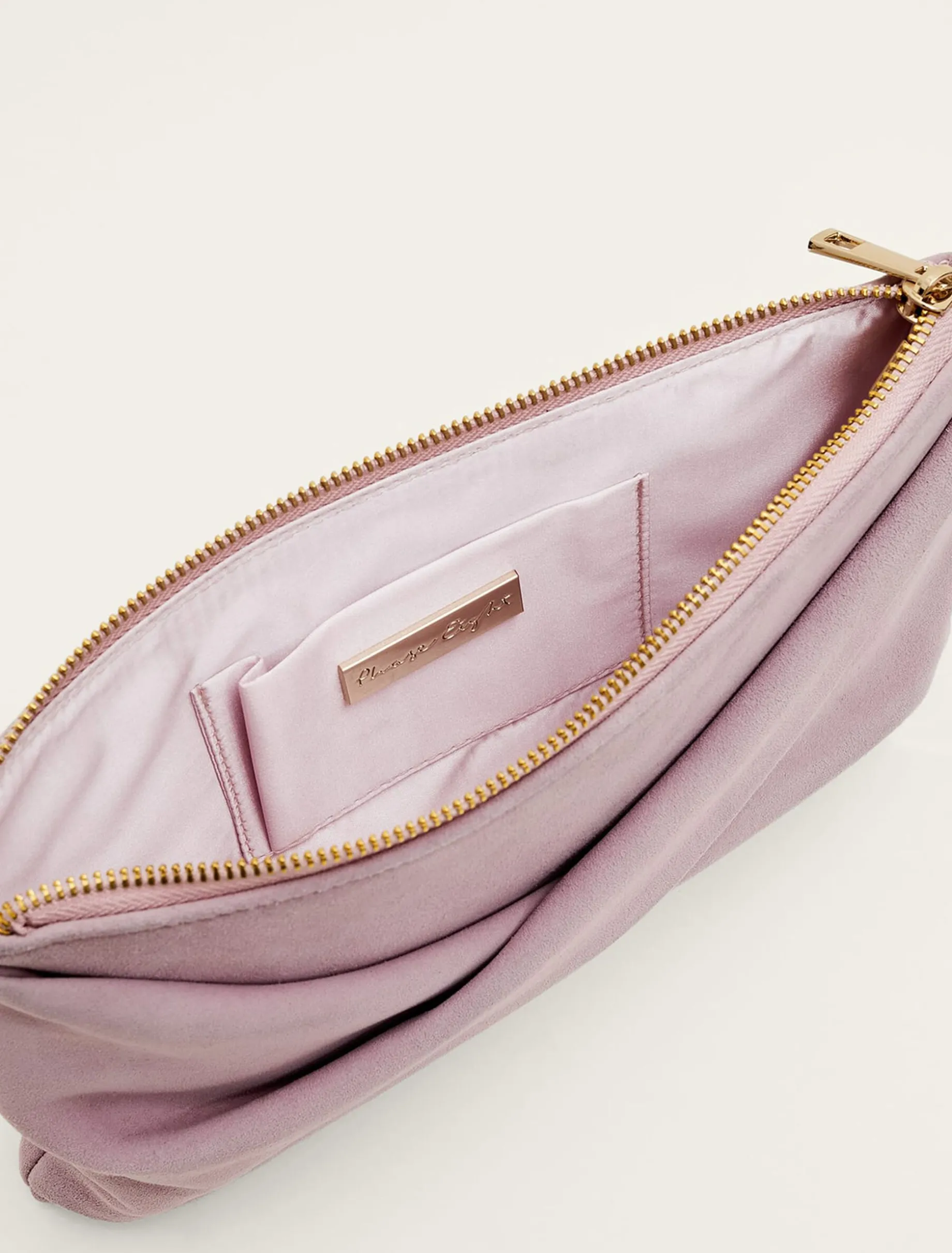 Twist Front Suede Clutch