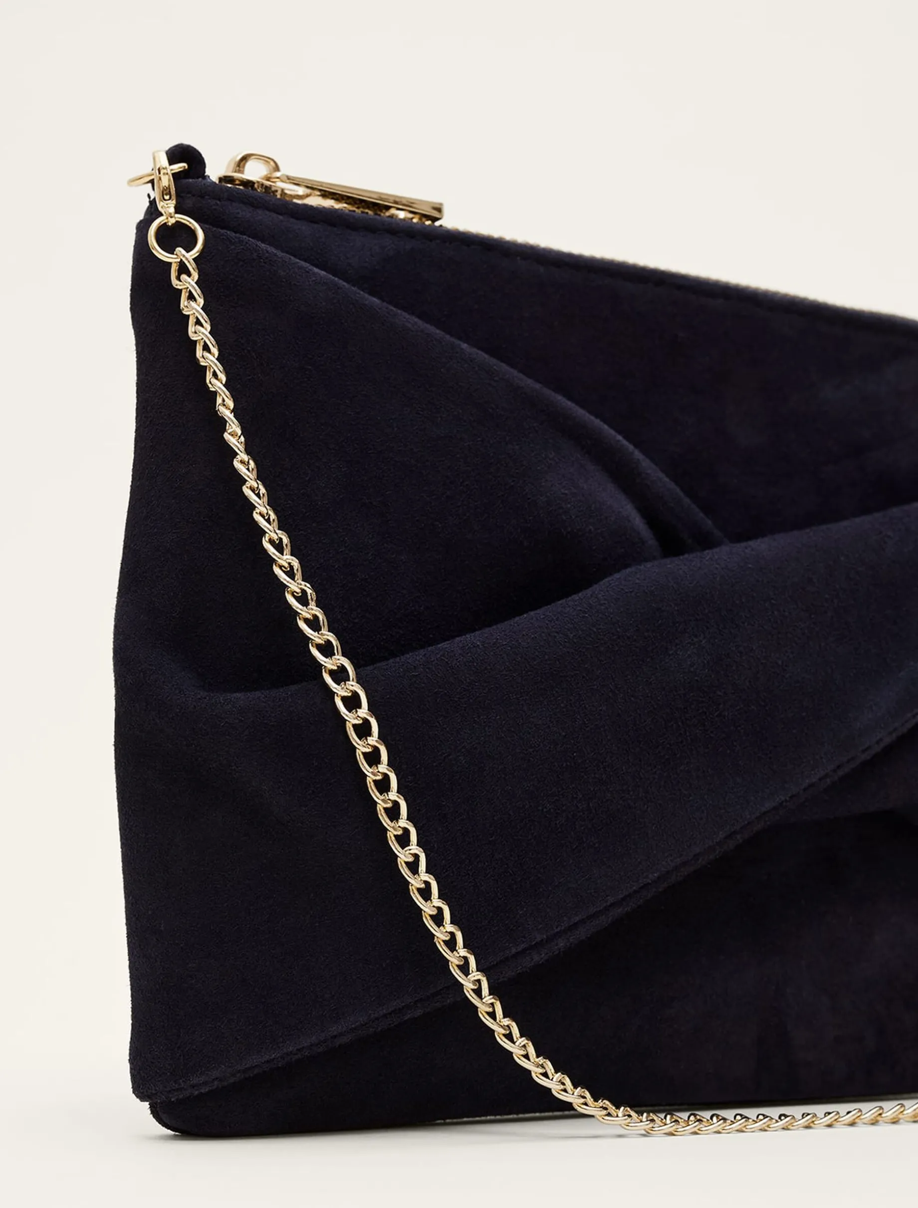 Twist Front Suede Clutch Bag