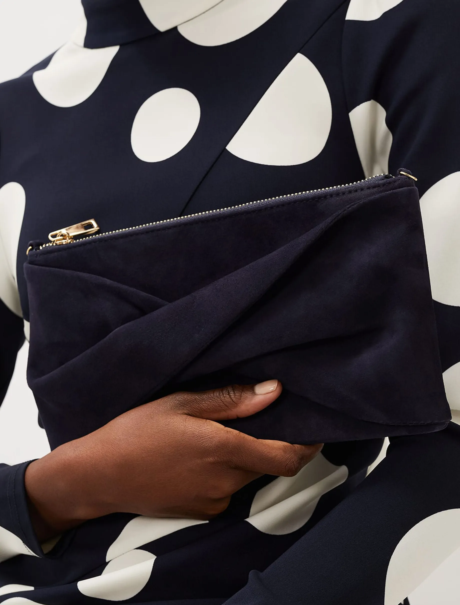 Twist Front Suede Clutch Bag