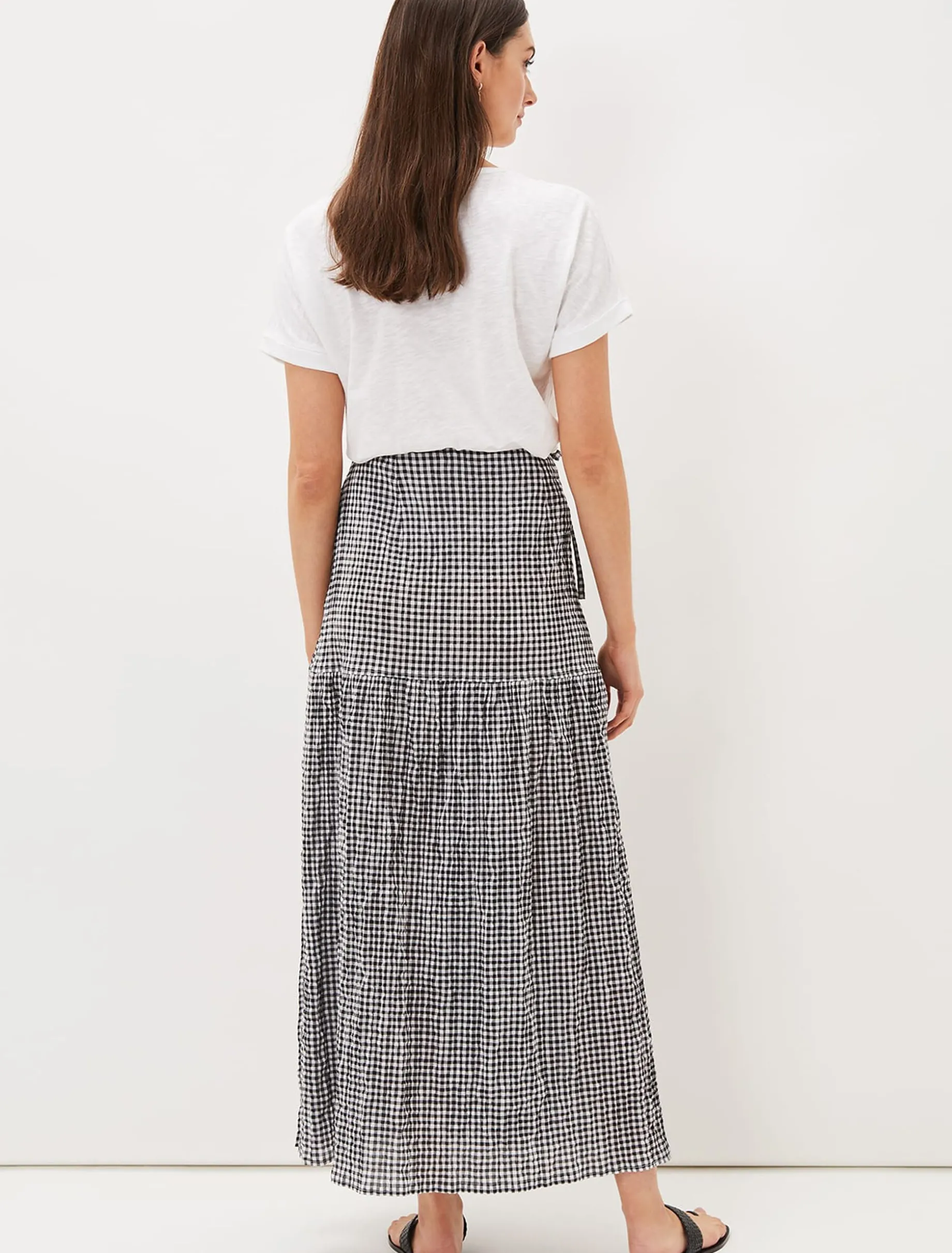 Tyrina Cotton Gingham Wrap Maxi Skirt