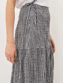 Tyrina Cotton Gingham Wrap Maxi Skirt