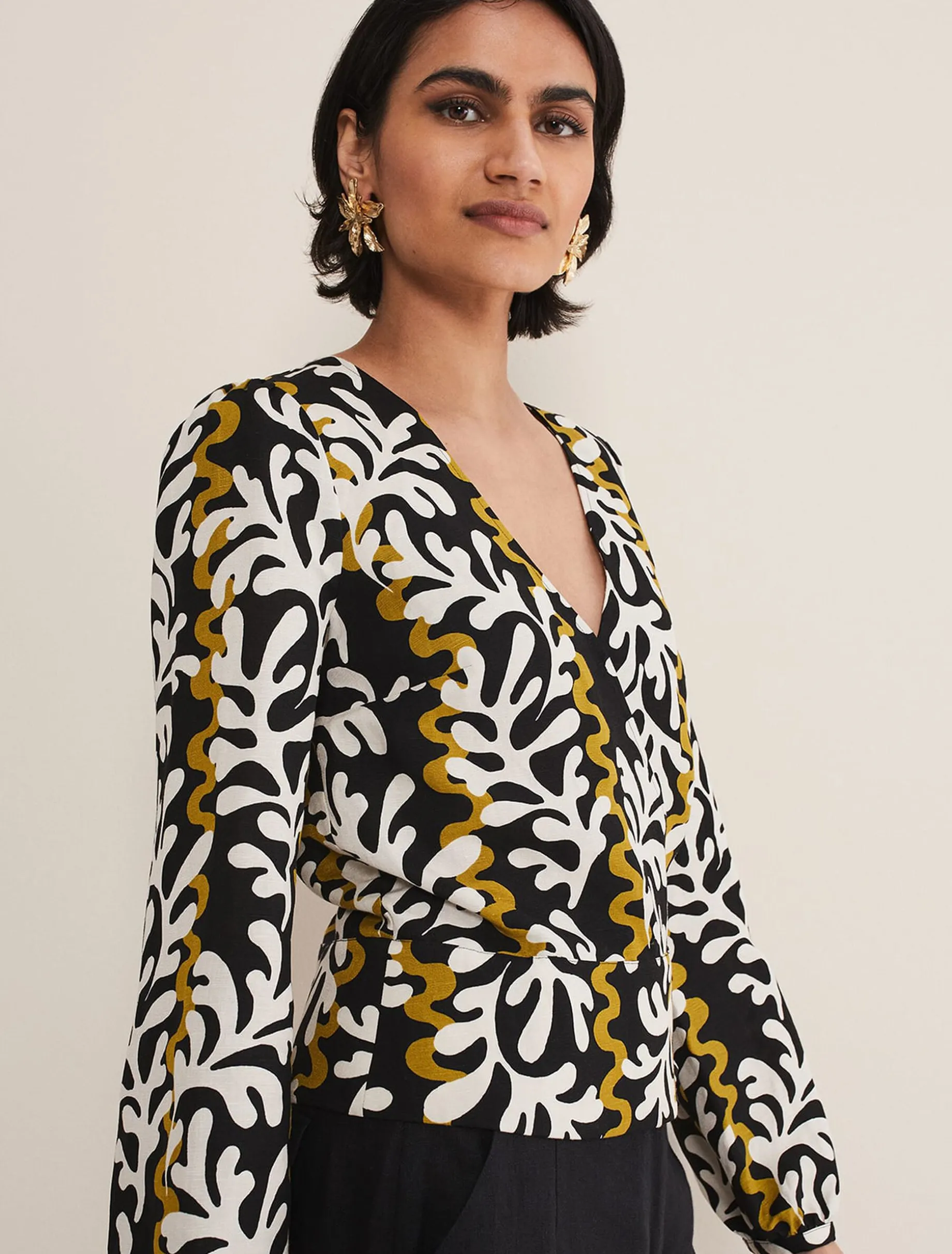 Vienna Linen Wrap Blouse