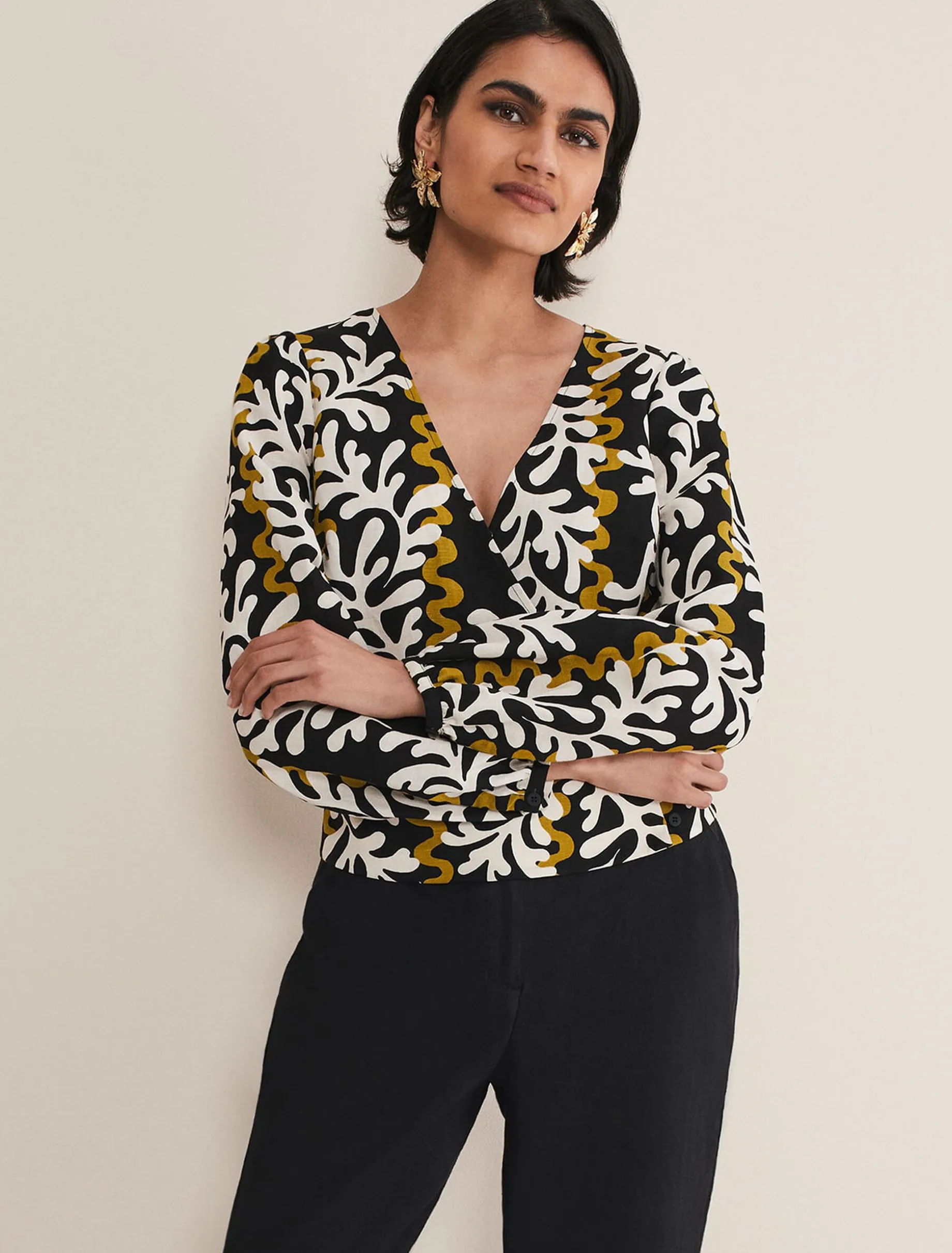 Vienna Linen Wrap Blouse