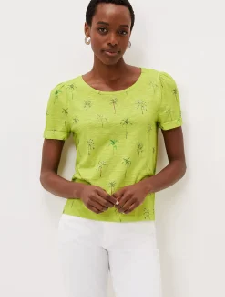 Violeta Cotton Palm Print Top