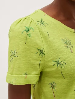 Violeta Cotton Palm Print Top