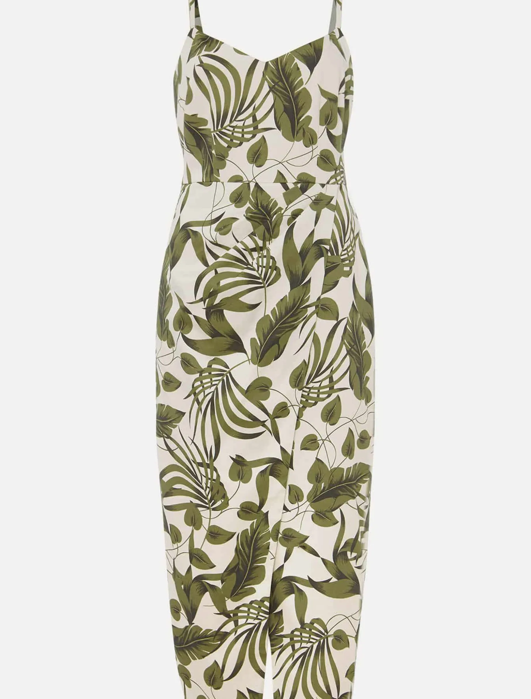 Yolanta Cotton Palm Print Midi Dress