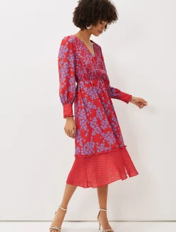 Zahara Floral And Spot Print Dress