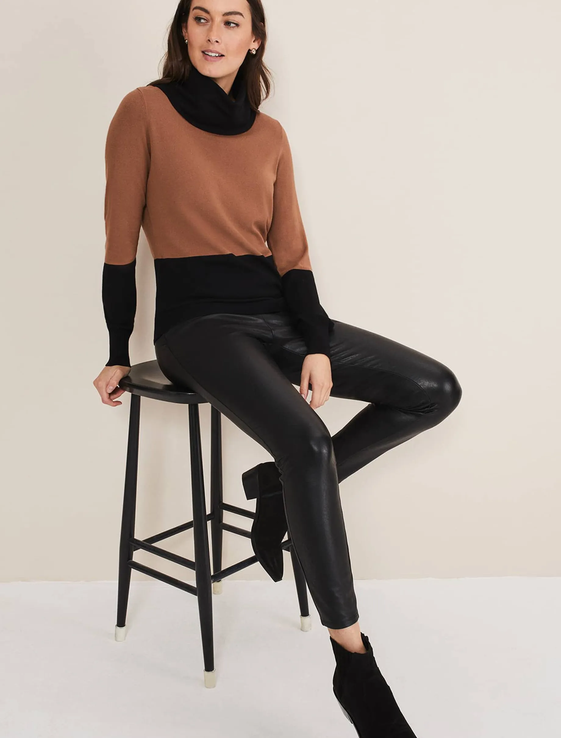 Zasha Colourblock Cowl Neck Jumper