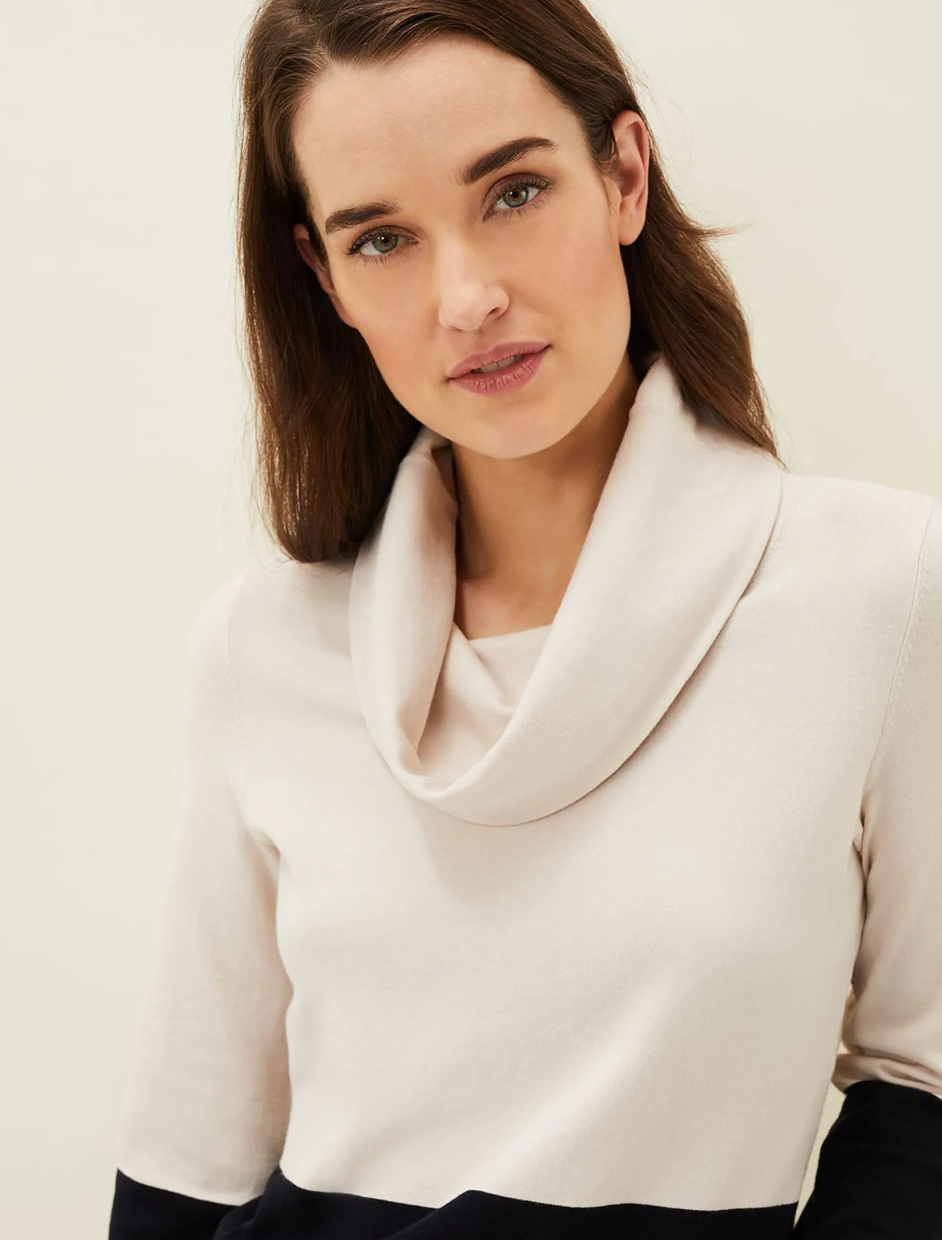 Zasha Colourblock Cowl Neck Jumper