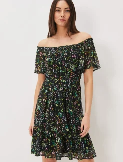 Zaylah Shirred Floral Mesh Dress
