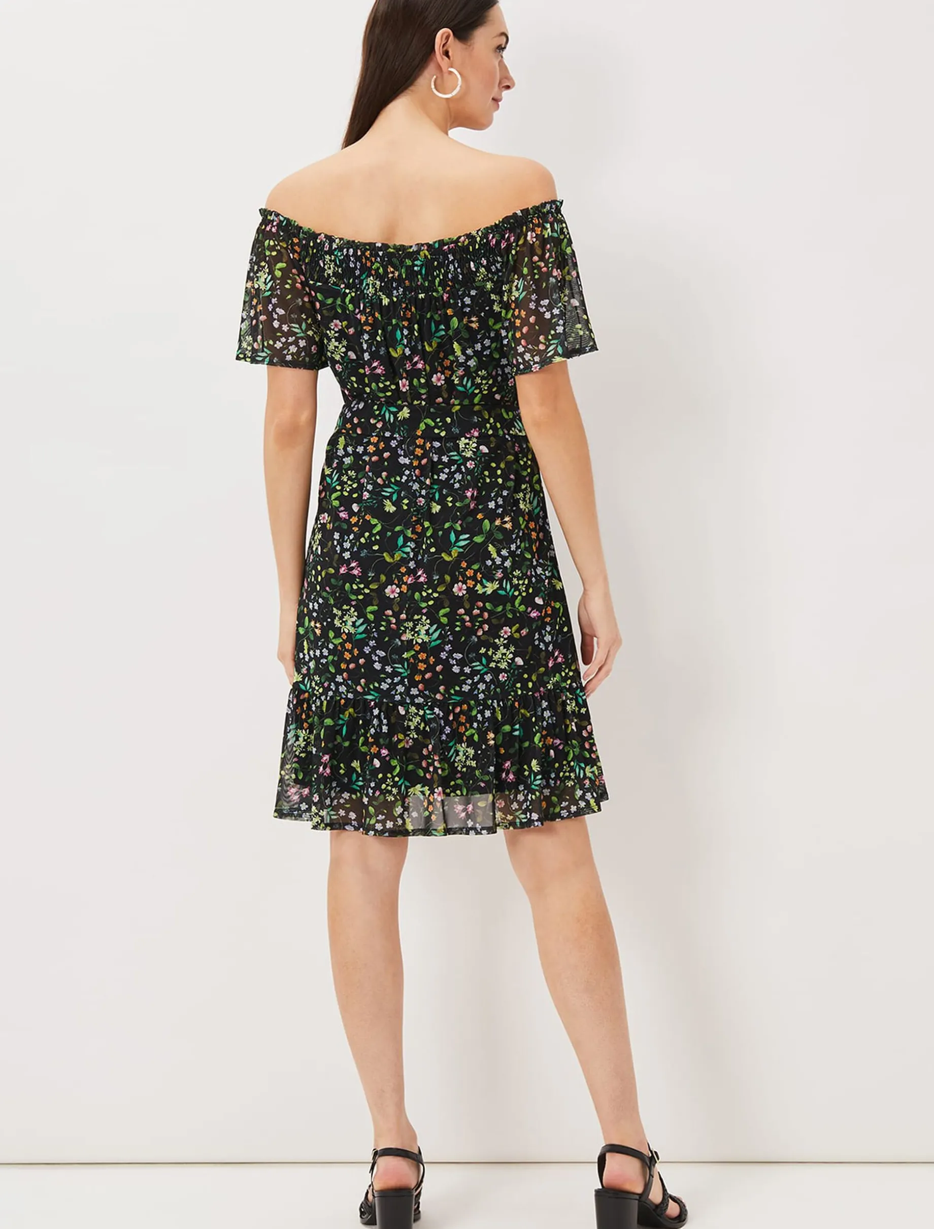 Zaylah Shirred Floral Mesh Dress