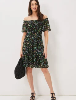Zaylah Shirred Floral Mesh Dress