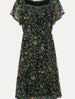 Zaylah Shirred Floral Mesh Dress