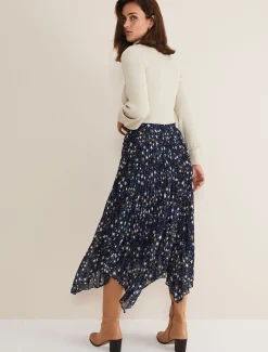 Zeba Star Pleated Midi Skirt