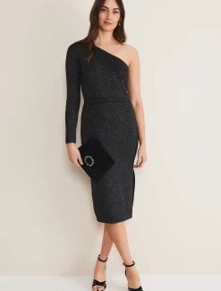 Zemira One Shoulder Lurex Knitted Dress