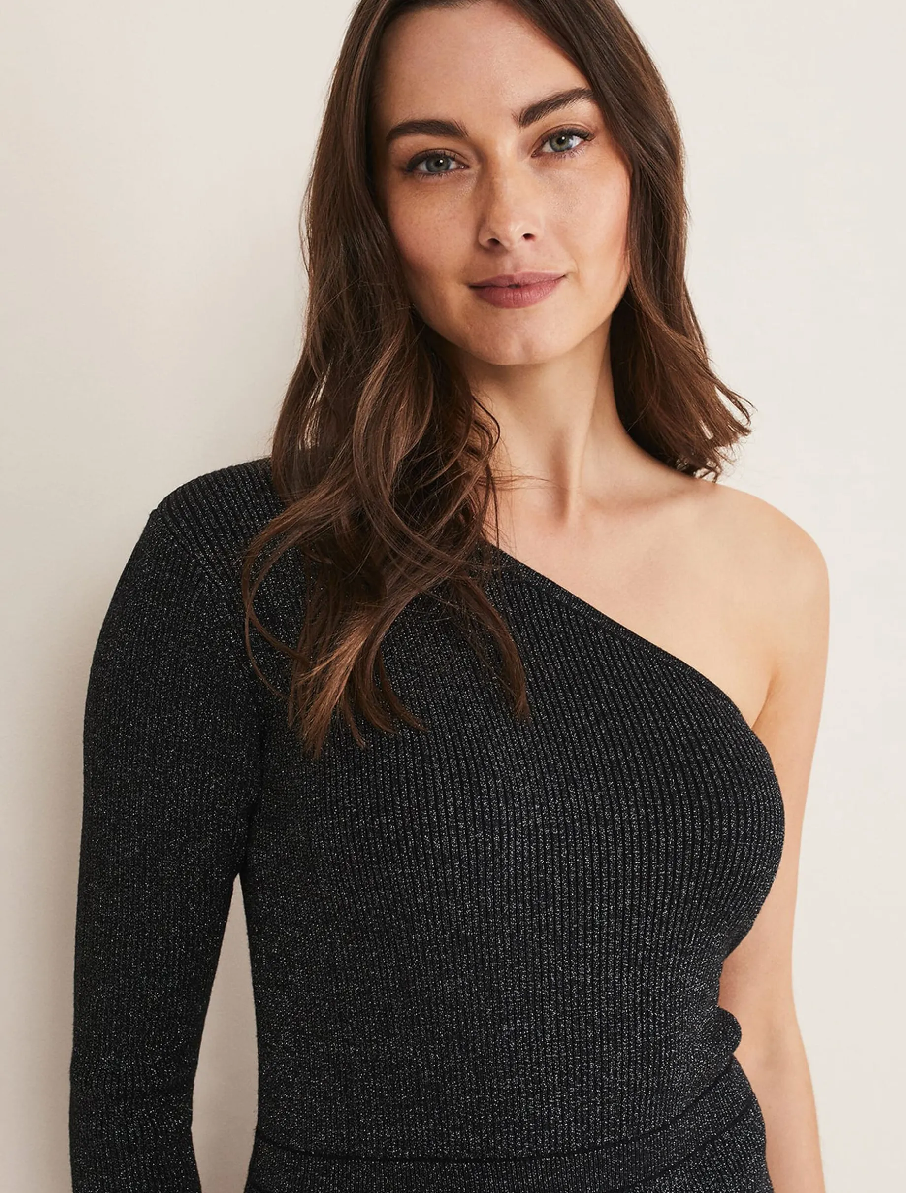 Zemira One Shoulder Lurex Knitted Dress