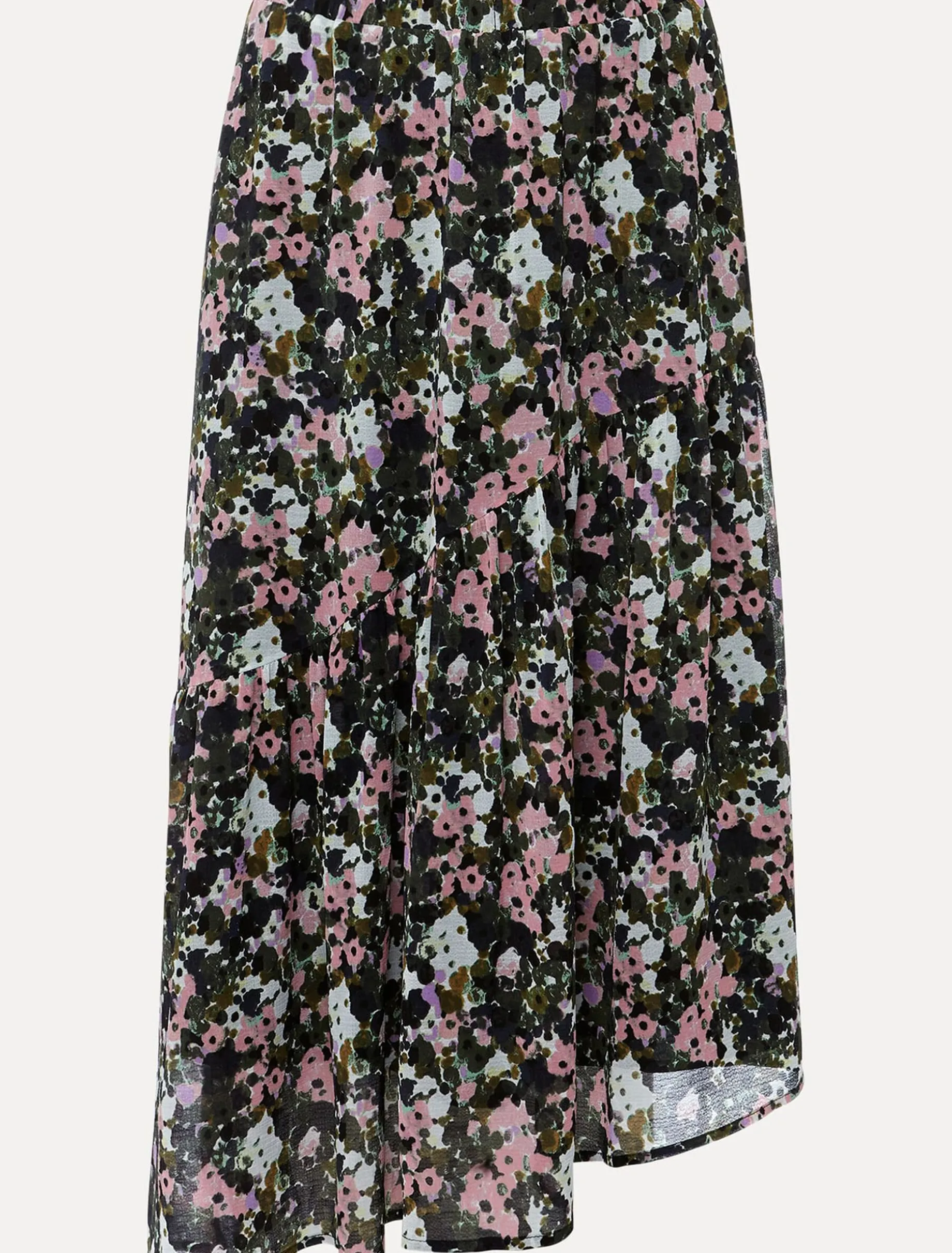 Zowena Floral Tiered Midi Skirt
