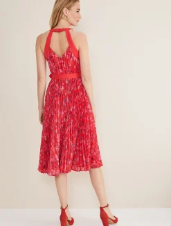 Zoya Pleat Midi Floral Dress